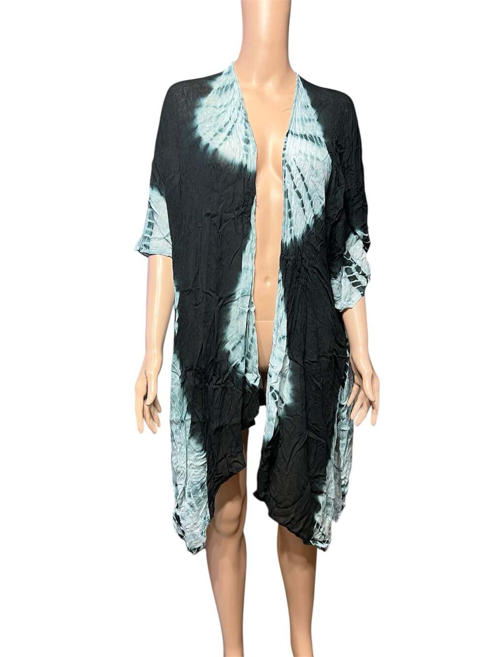 SHU-SHI Tie Dye Batik Kimono Open Front Beach Cover Up One Size
